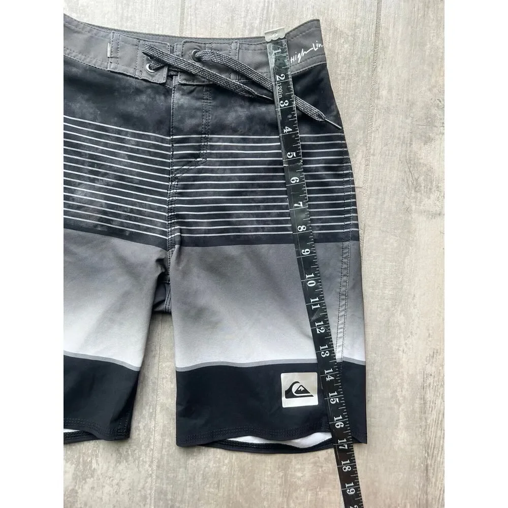QUIKSILVER Boys Youth Highline Slab Swim Trunks Board Shorts Gray Black 22